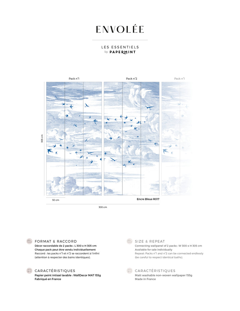 Fresque Envolée - Encre Bleue