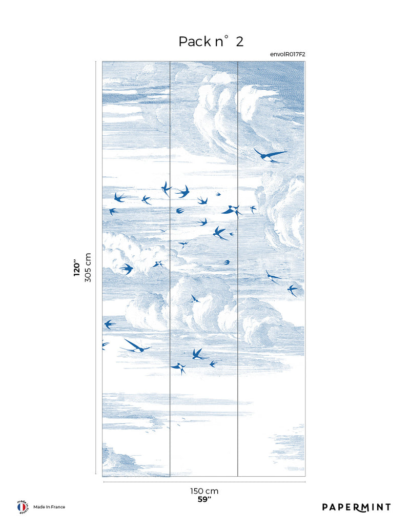 Fresque Envolée - Encre Bleue
