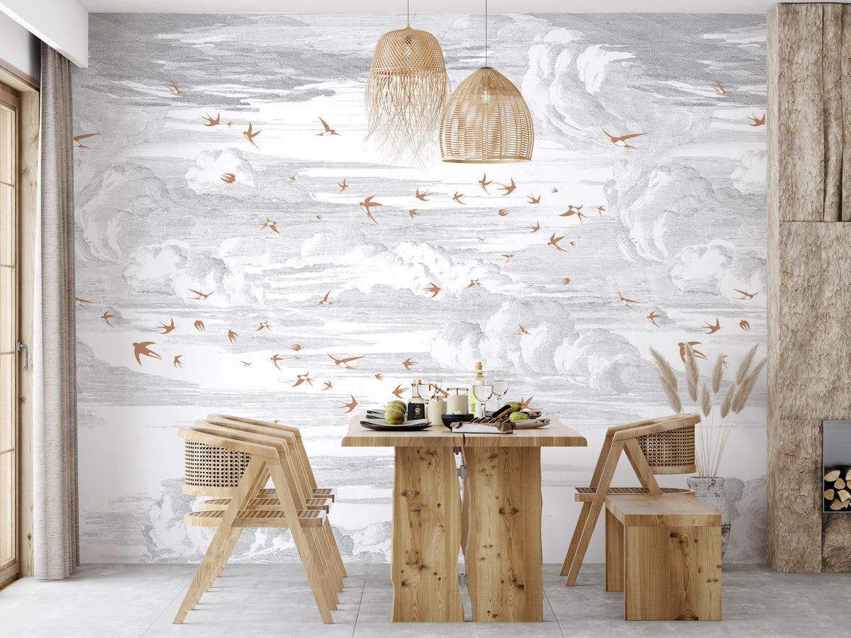Soaring Fresco - Sienna - Grisaille Background