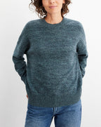 4-Ply Mouliné Crew Neck Jumper - Graphite and Horizon Mouliné - Women