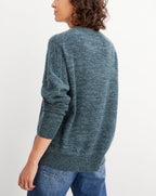 4-Ply Mouliné Crew Neck Jumper - Graphite and Horizon Mouliné - Women