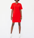 Short-Sleeved Zipped Milano Dress - Burnt Orange - Women