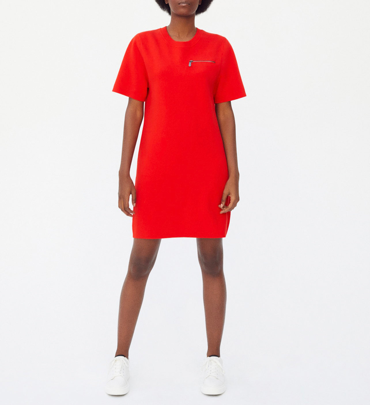 Short-Sleeved Zipped Milano Dress - Burnt Orange - Women