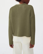 Eric Bompard - Pull Col Montant Double Torsades - Kaki - Femme