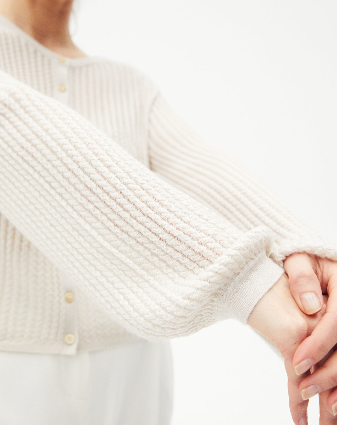 Chaqueta de Punto Trenzada Calada - Cáñamo - Mujer