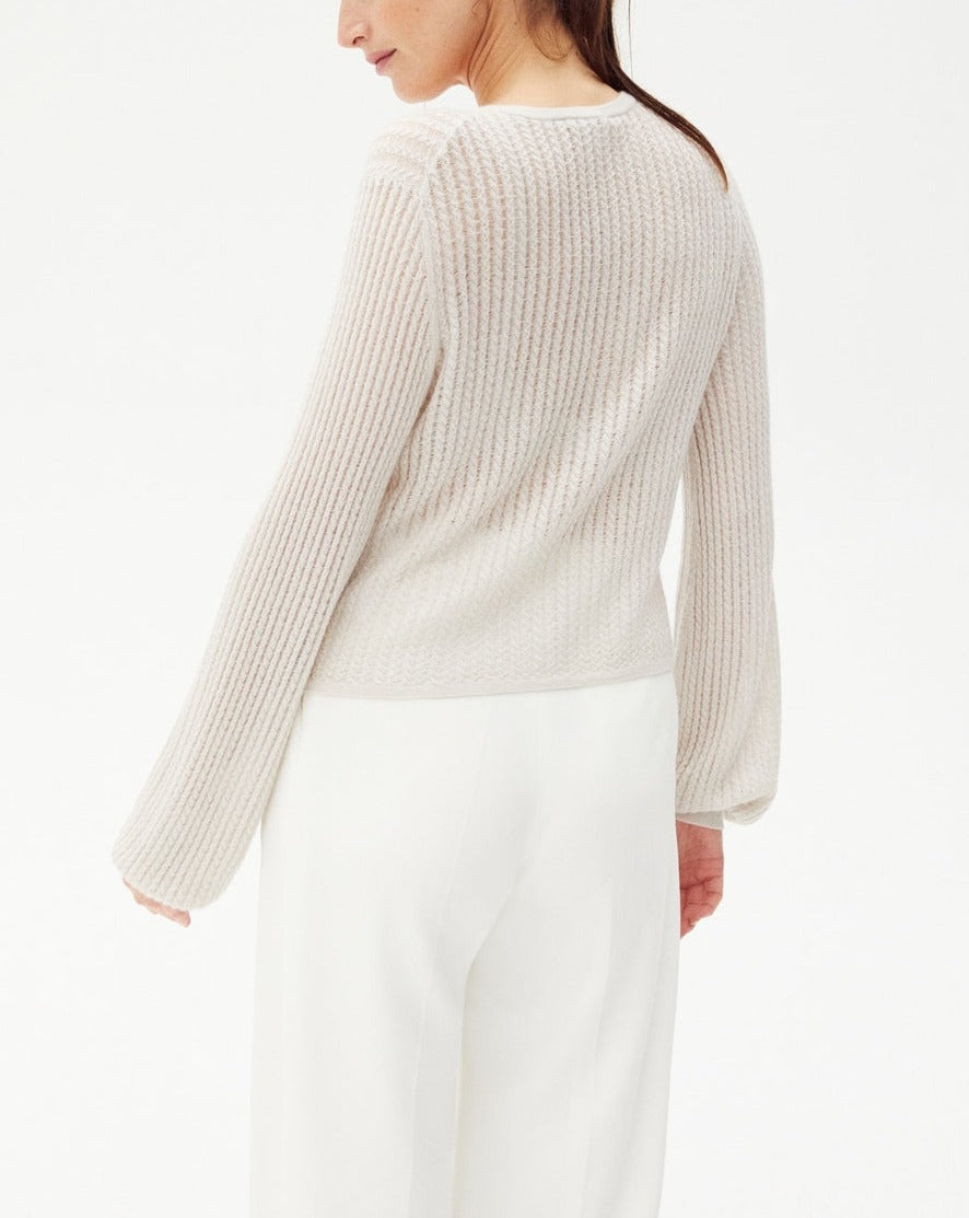 Chaqueta de Punto Trenzada Calada - Cáñamo - Mujer