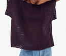 Eric Bompard - Geometric Openwork Short Sleeve Crew Neck Sweater - Sangria - Women