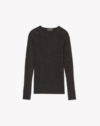 Jersey De Cuello Redondo Sin Costuras Con Canalé Metalizado - Negro - Mujer