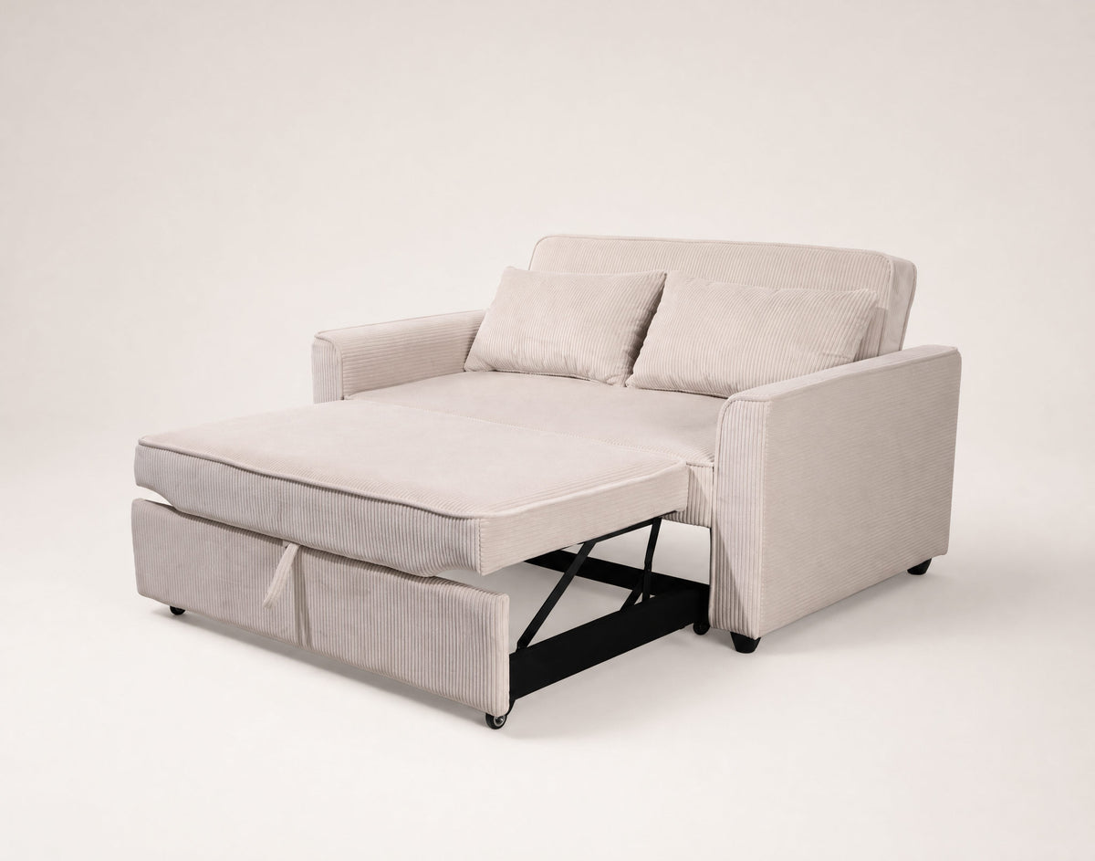 Ernest - Canapé Droit 2 Places Convertible - Velours Côtelé - Beige
