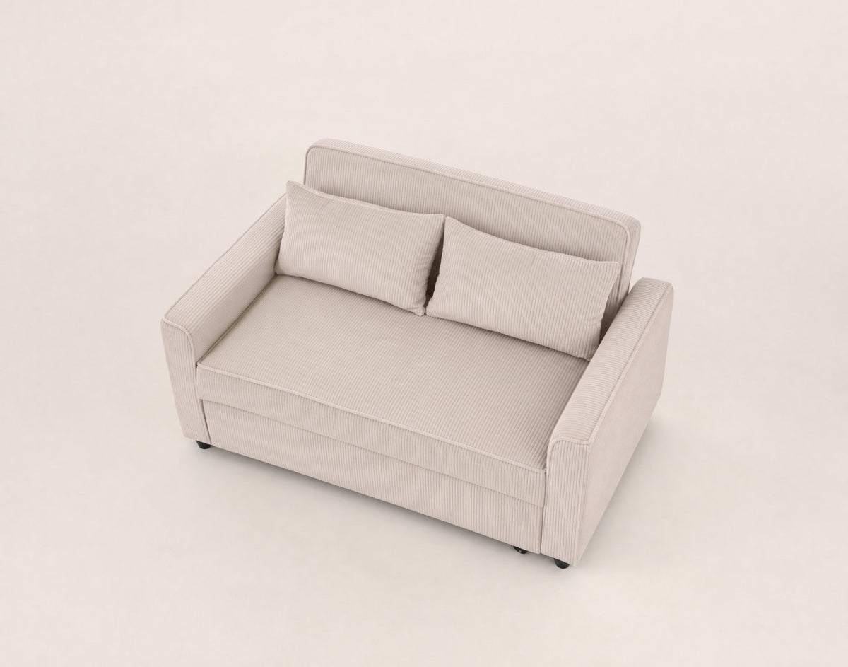 Ernest - Canapé Droit 2 Places Convertible - Velours Côtelé - Beige