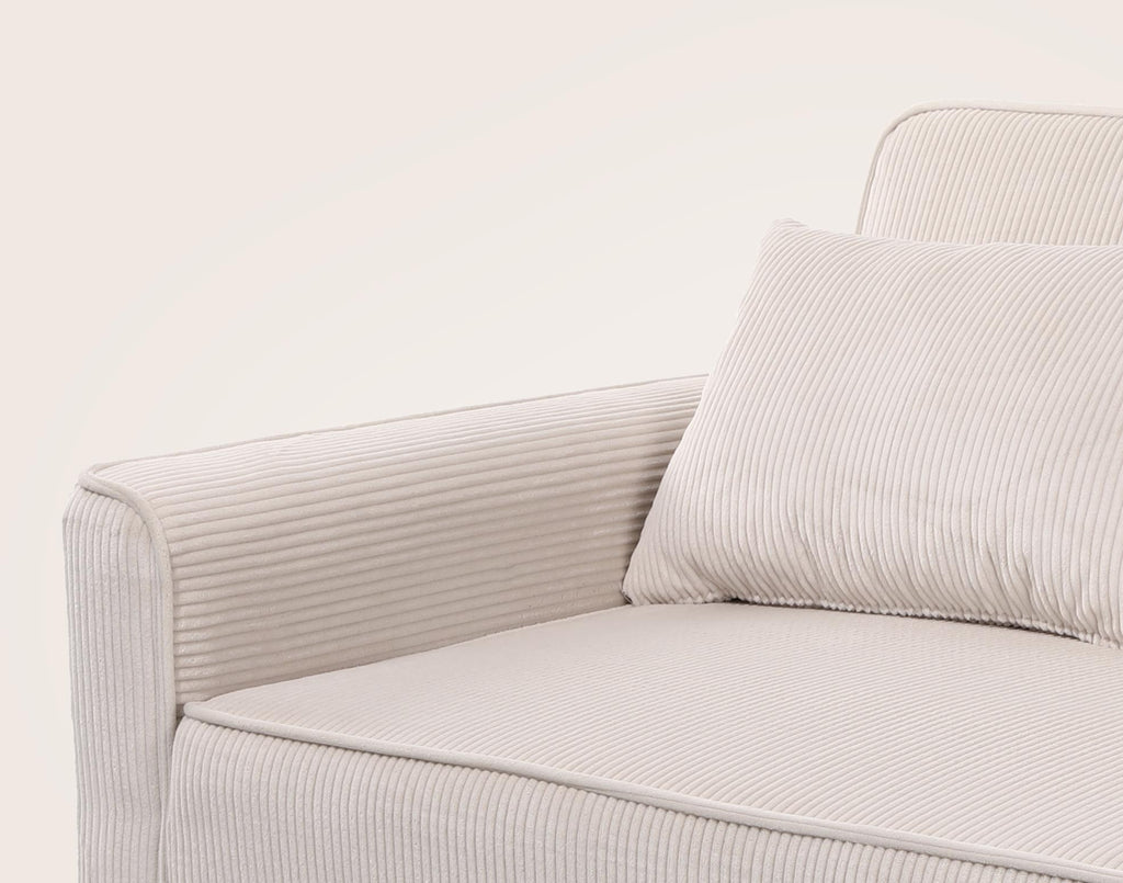 Ernest - Canapé Droit 2 Places Convertible - Velours Côtelé - Beige