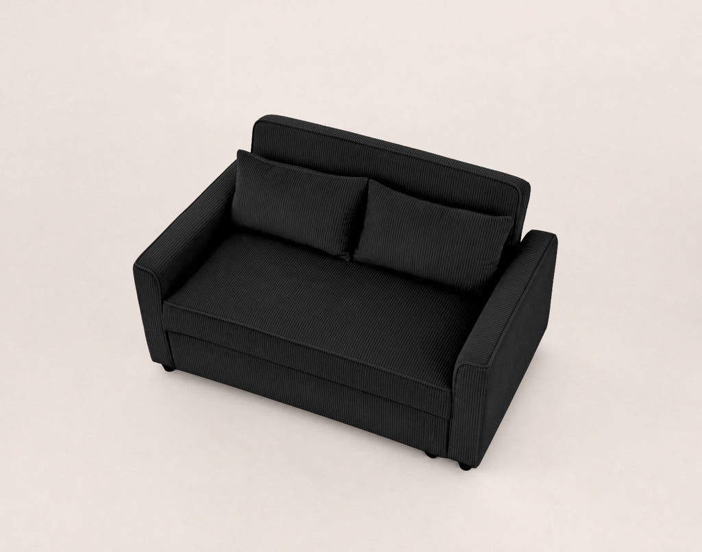 Ernest - Canapé Droit 2 Places Convertible - Velours Côtelé - Noir