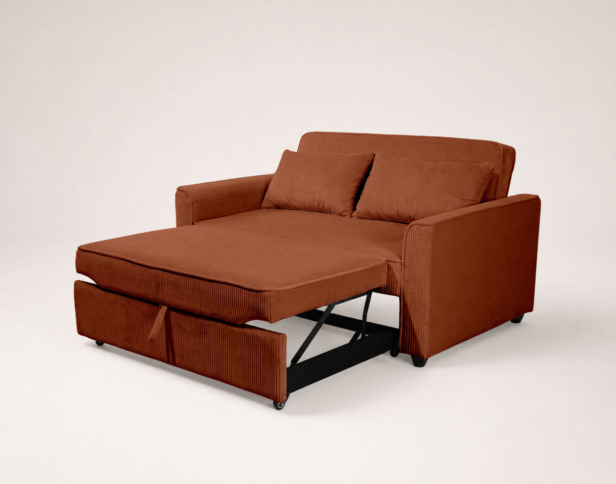 Ernest - Canapé Droit 2 Places Convertible - Velours Côtelé - Terracotta