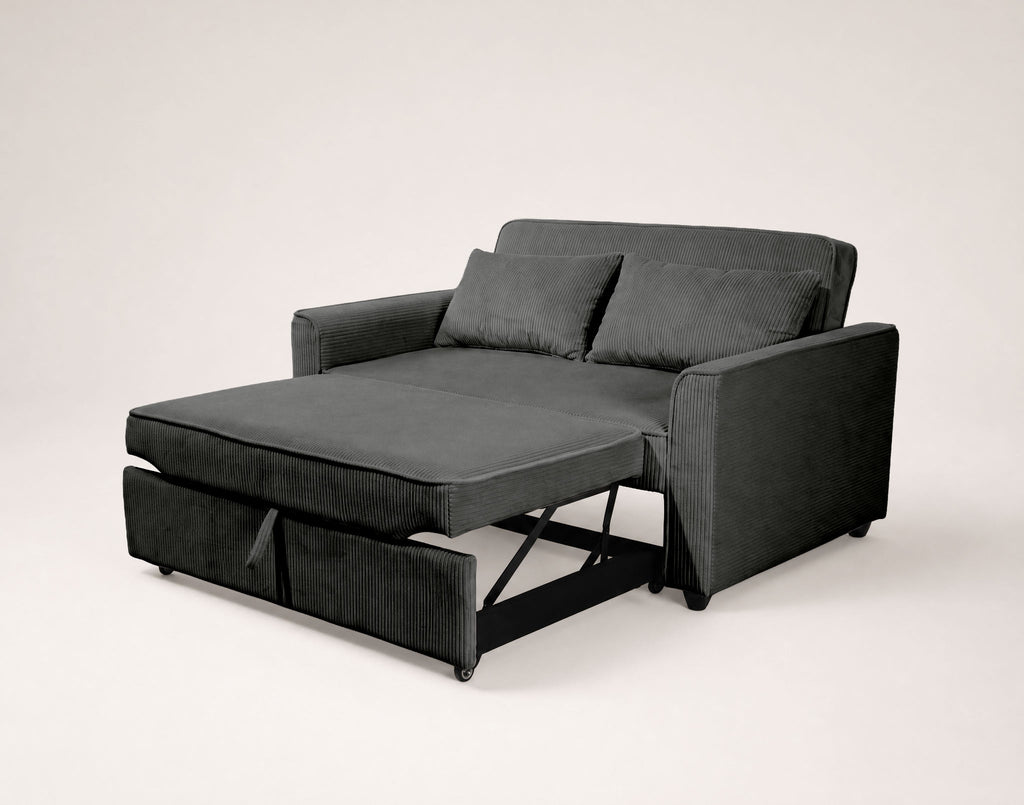 Ernest - 2-Seater Straight Convertible Sofa - Corduroy - Grey