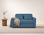 Ernest - 2-Seater Straight Sofa Bed - Corduroy - Blue