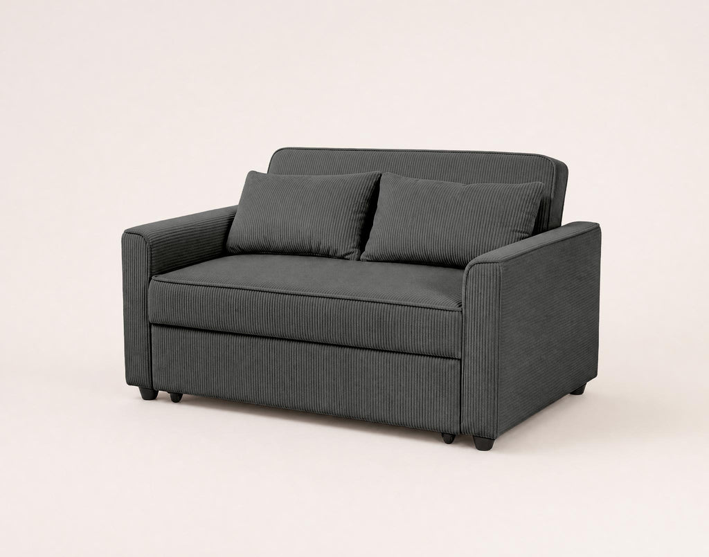 Ernest - 2-Seater Straight Convertible Sofa - Corduroy - Grey