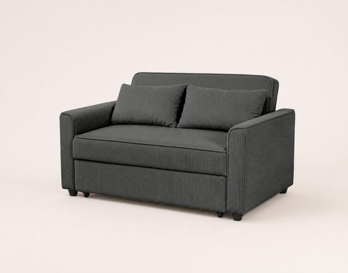 Ernest - 2-Seater Straight Convertible Sofa - Corduroy - Grey