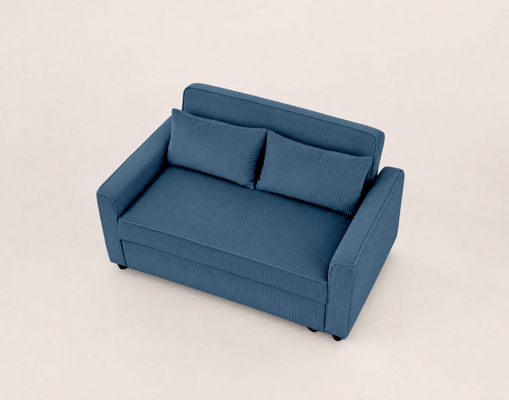 Ernest - 2-Seater Straight Sofa Bed - Corduroy - Blue