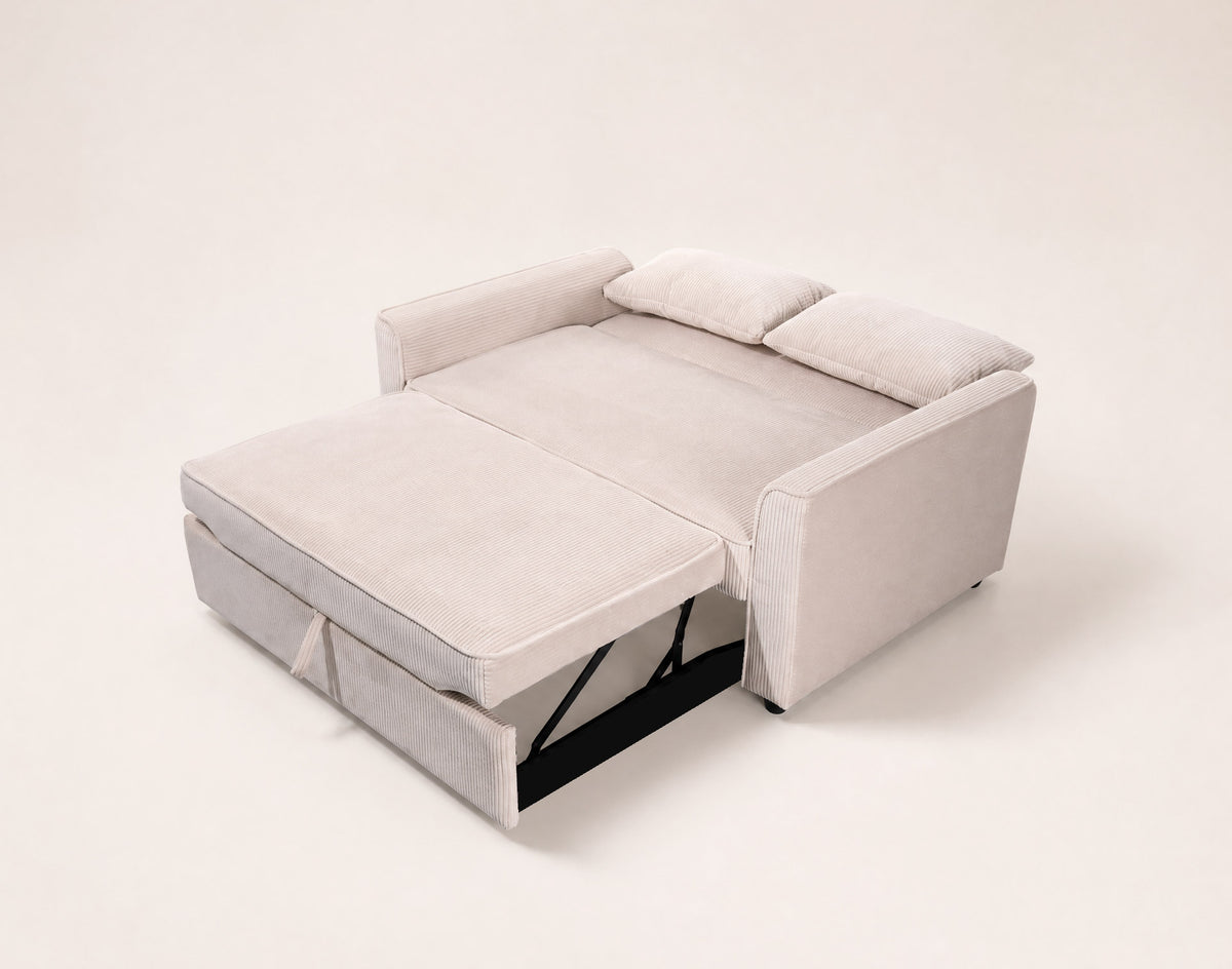 Ernest - Canapé Droit 2 Places Convertible - Velours Côtelé - Beige