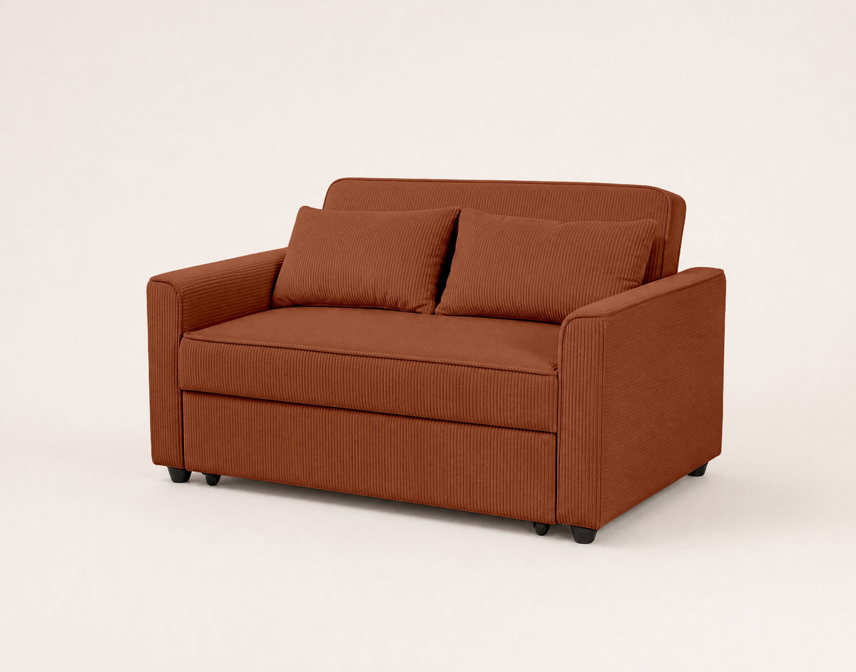 Ernest - Canapé Droit 2 Places Convertible - Velours Côtelé - Terracotta