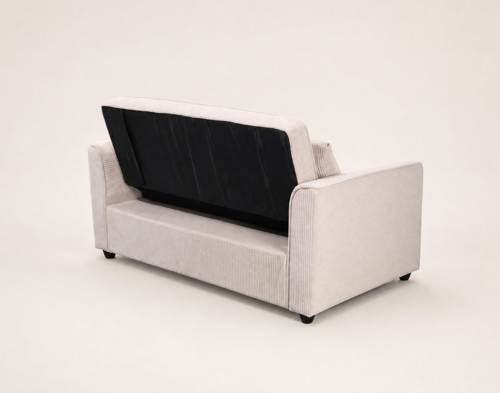 Ernest - Canapé Droit 2 Places Convertible - Velours Côtelé - Beige