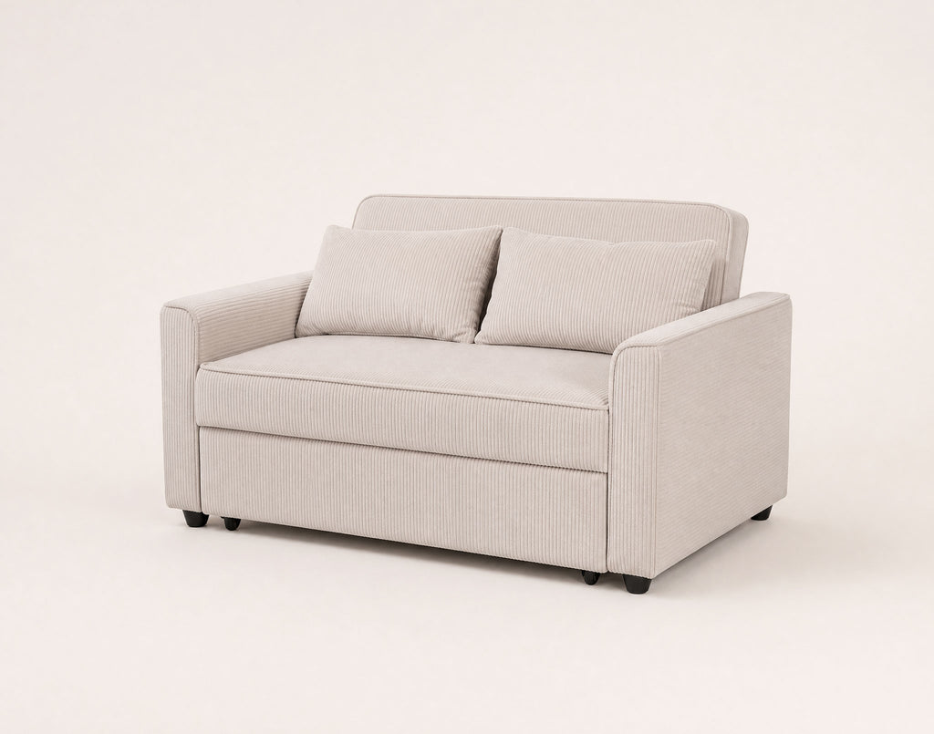 Ernest - Canapé Droit 2 Places Convertible - Velours Côtelé - Beige