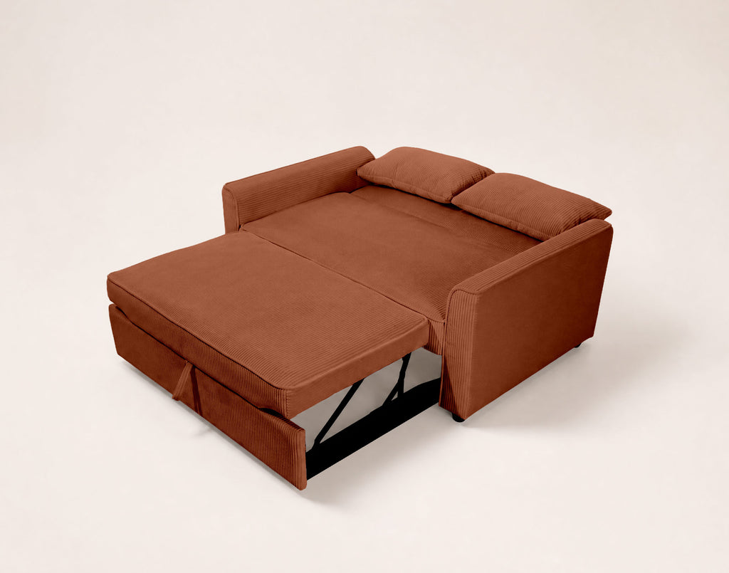 Ernest - Canapé Droit 2 Places Convertible - Velours Côtelé - Terracotta