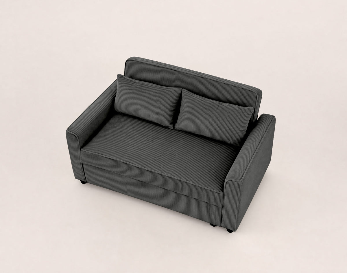 Ernest - 2-Seater Straight Convertible Sofa - Corduroy - Grey
