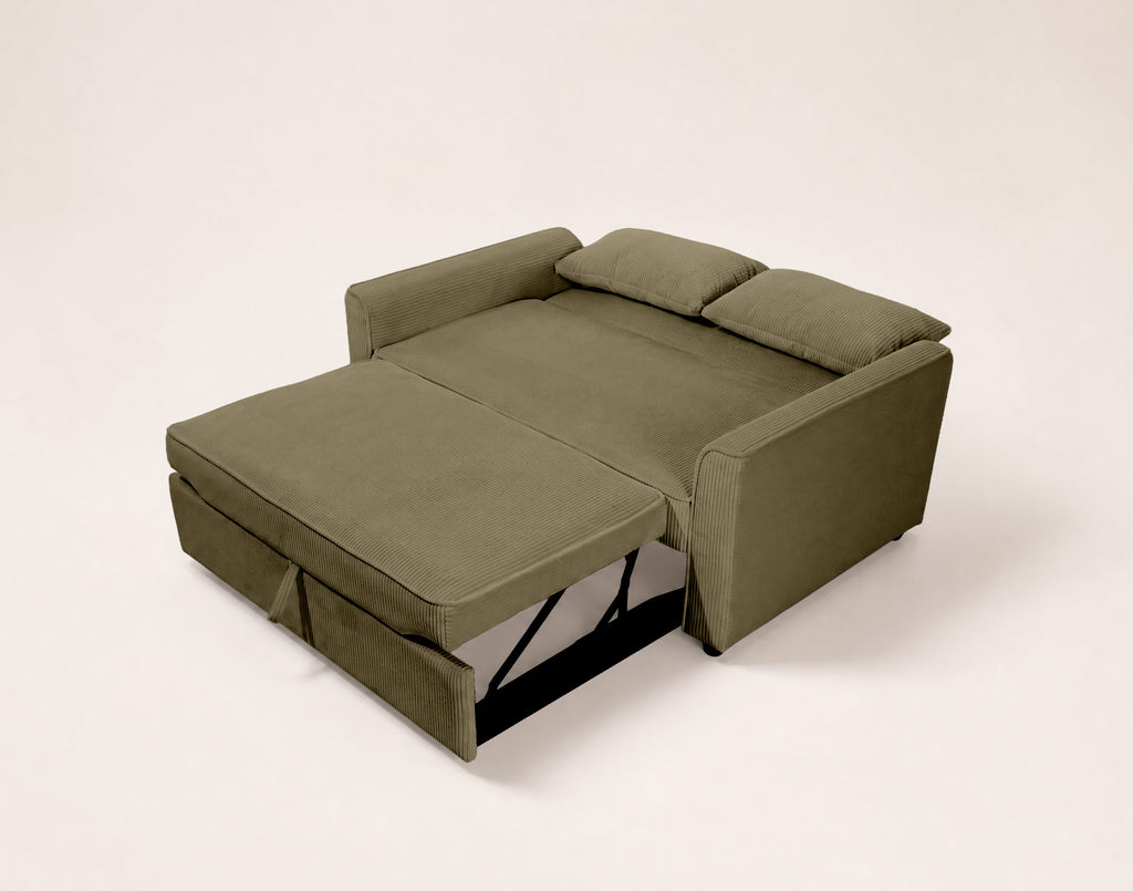 Ernest - Canapé Droit 2 Places Convertible - Velours Côtelé - Vert