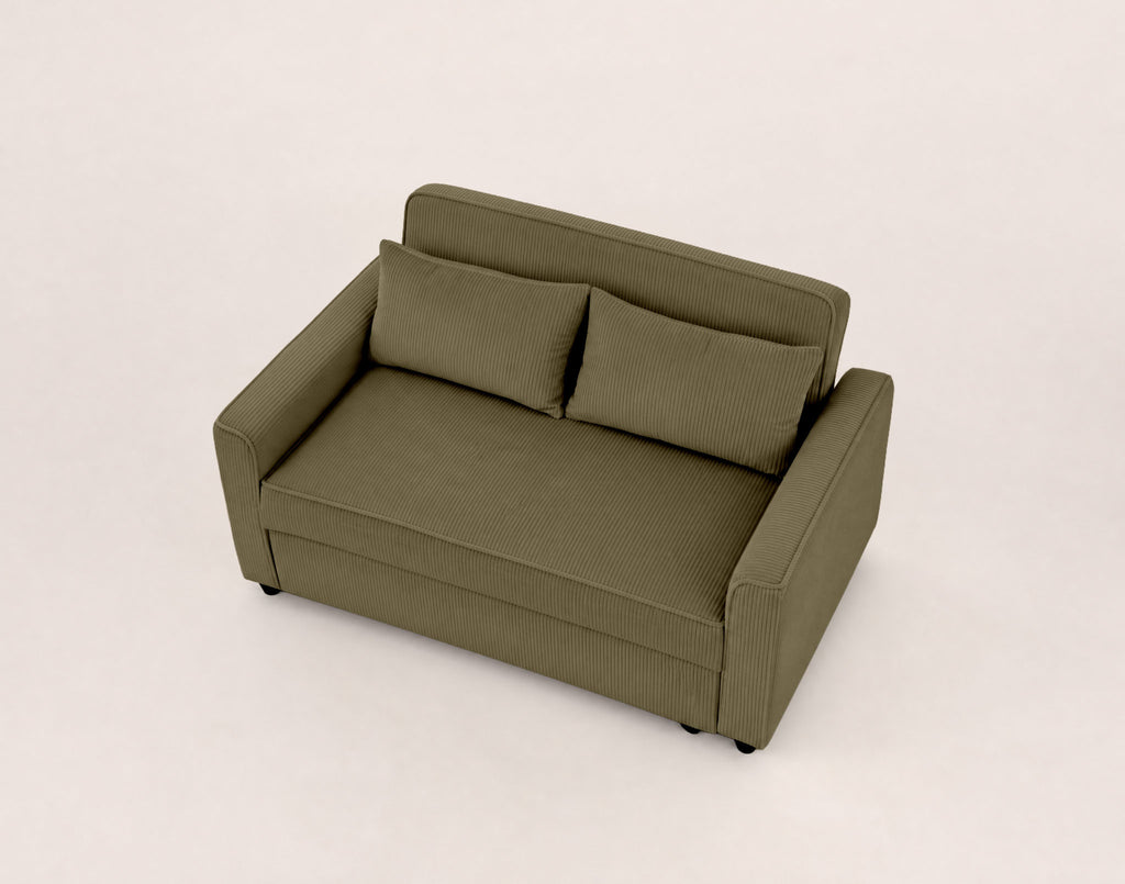 Ernest - Canapé Droit 2 Places Convertible - Velours Côtelé - Vert