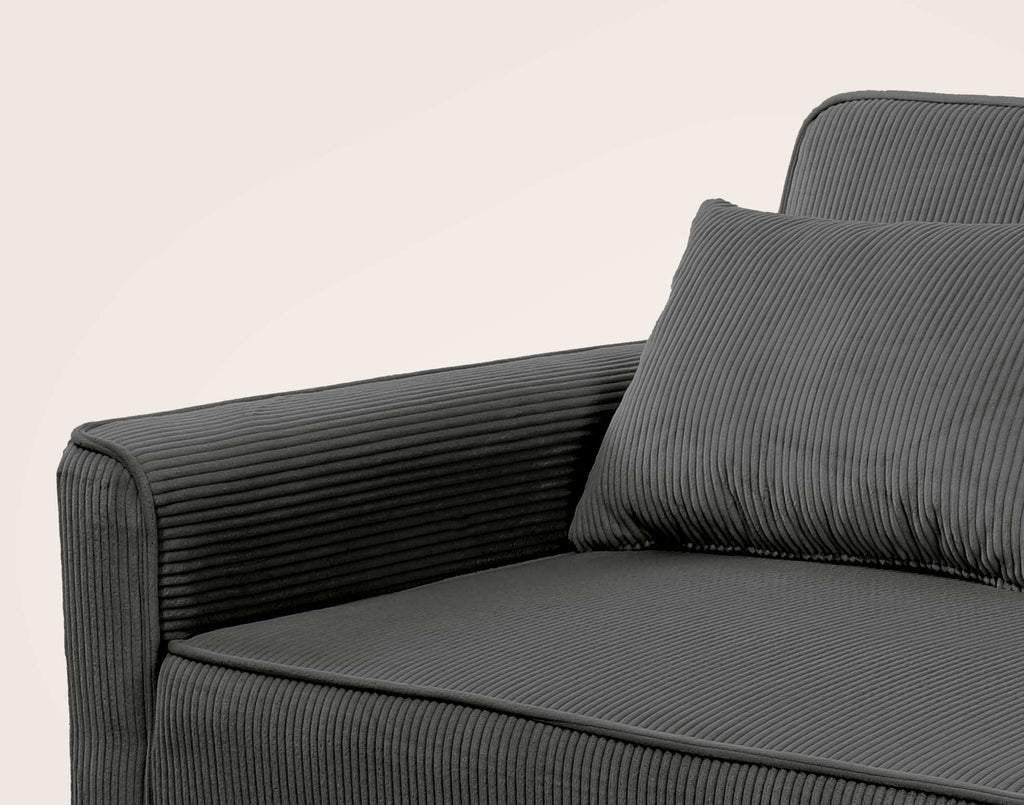 Ernest - 2-Seater Straight Convertible Sofa - Corduroy - Grey