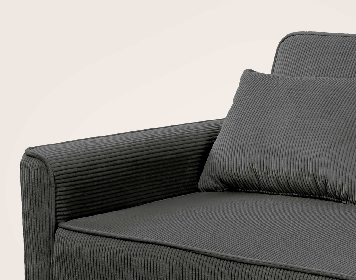 Ernest - 2-Seater Straight Convertible Sofa - Corduroy - Grey