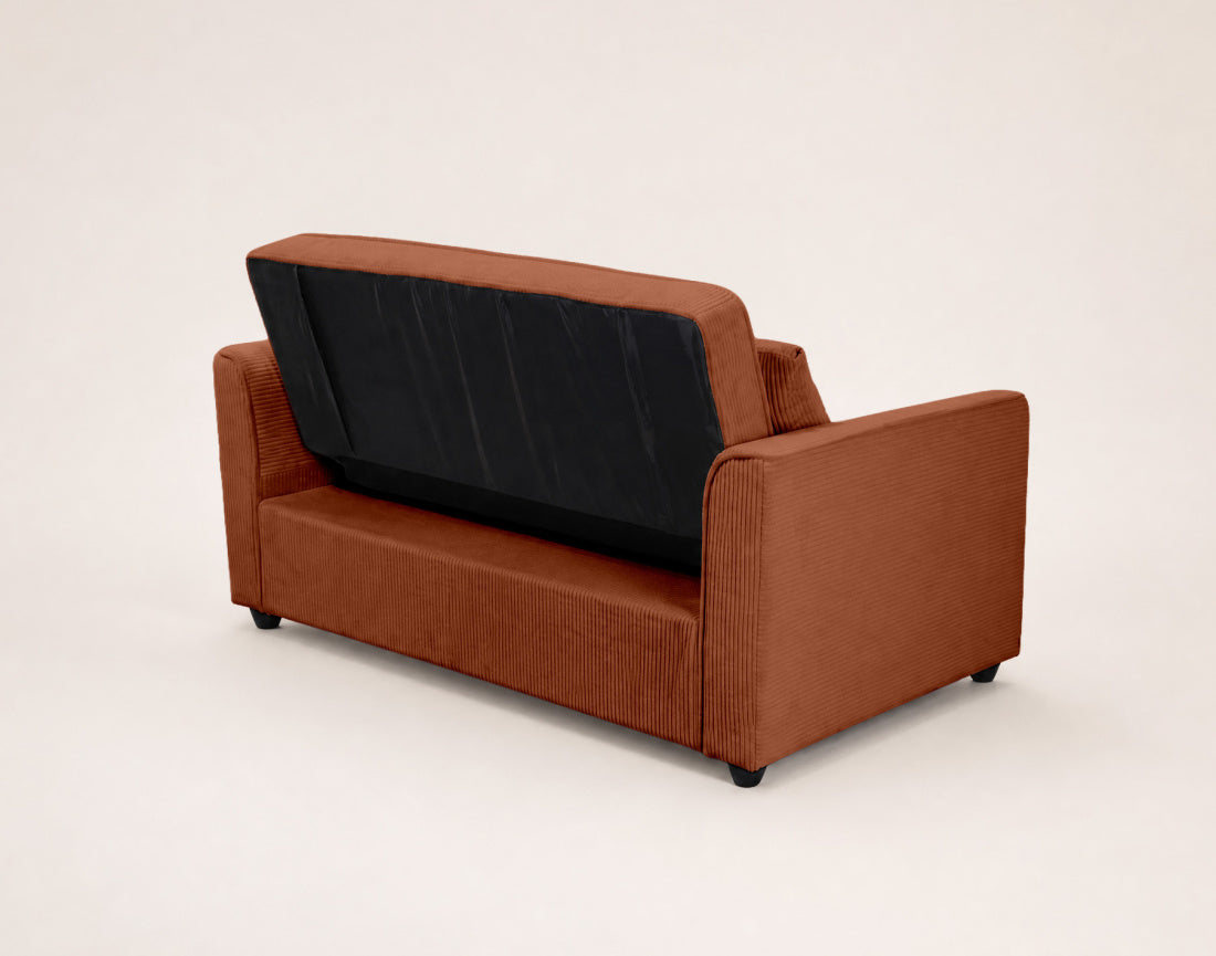 Ernest - Canapé Droit 2 Places Convertible - Velours Côtelé - Terracotta