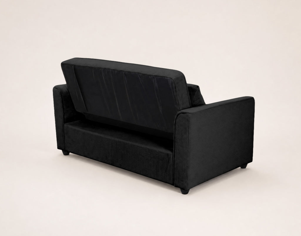 Ernest - Canapé Droit 2 Places Convertible - Velours Côtelé - Noir
