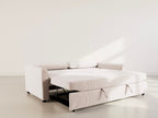 Ernest - Canapé Droit 3 Places Convertible - Velours Côtelé - Beige