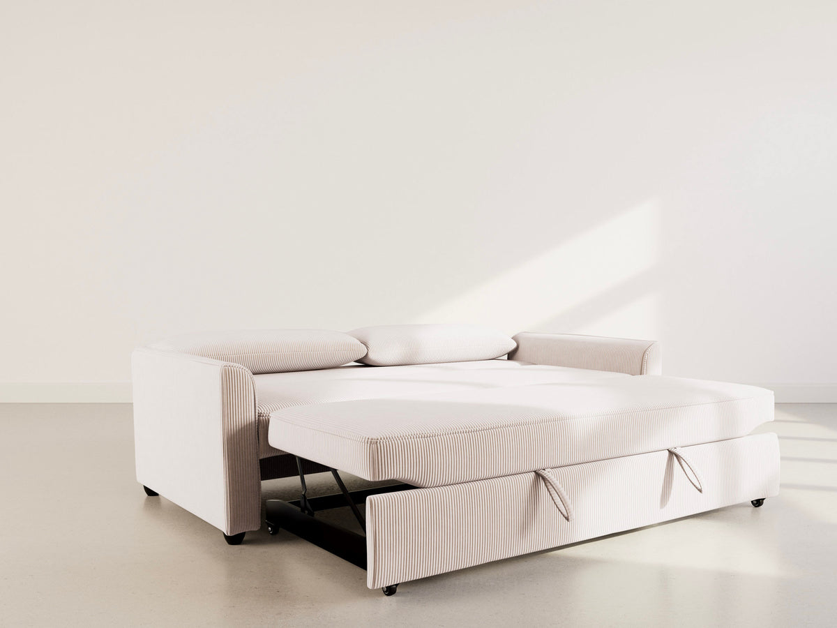 Ernest - Canapé Droit 3 Places Convertible - Velours Côtelé - Beige