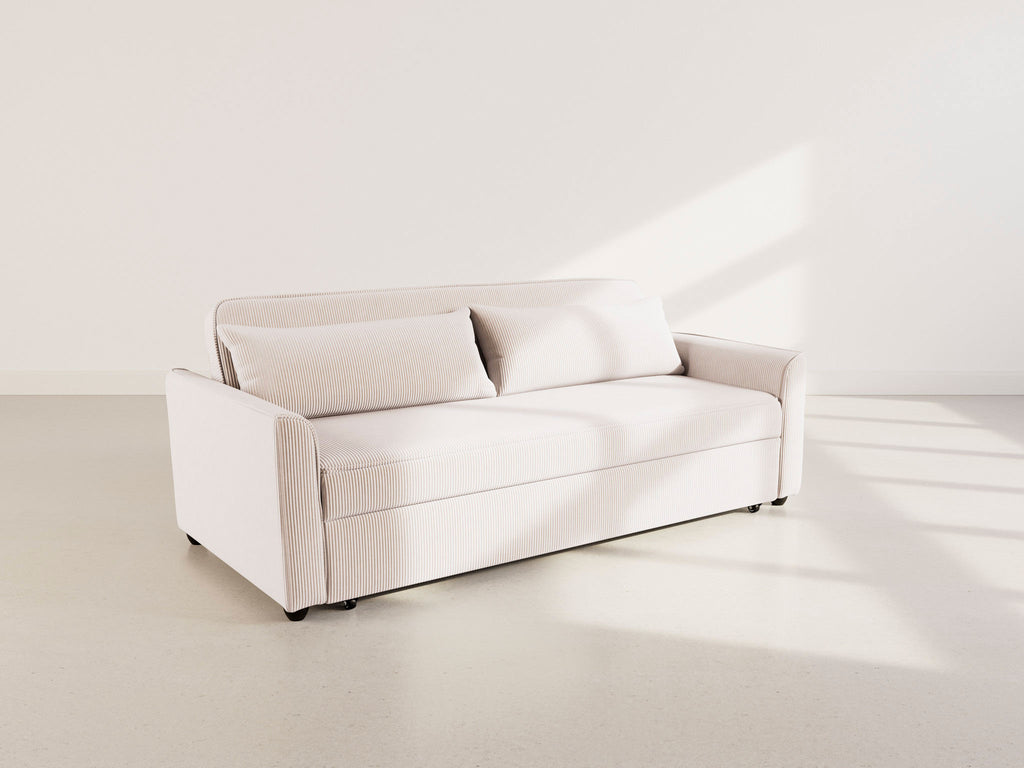 Ernest - Canapé Droit 3 Places Convertible - Velours Côtelé - Beige