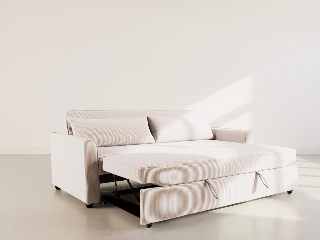 Ernest - Canapé Droit 3 Places Convertible - Velours Côtelé - Beige