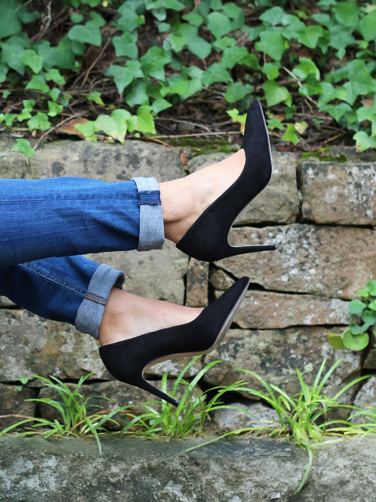 Suède pumps zwart - Dames