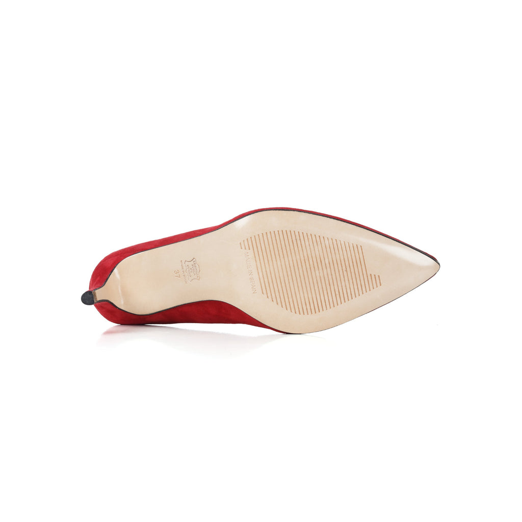 Escarpins Cuir Daim Rouge - Femme
