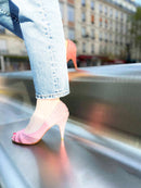 High heel nubuck and light pink glitter pump Sunchaser Patricia Blanchet - image-survol-2
