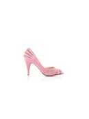 High heel nubuck and light pink glitter pump Sunchaser Patricia Blanchet - profile