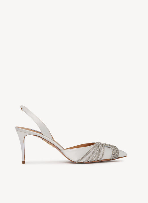 Aquazzura - Escarpins Slingback Gatsby 75 - White - Femme