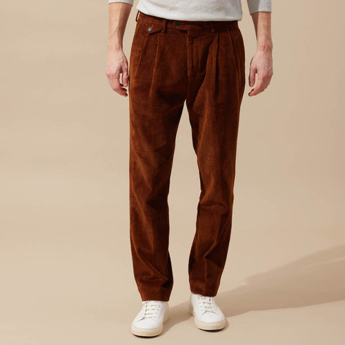 Pantalon droit Bolton en velours français terracotta - 1