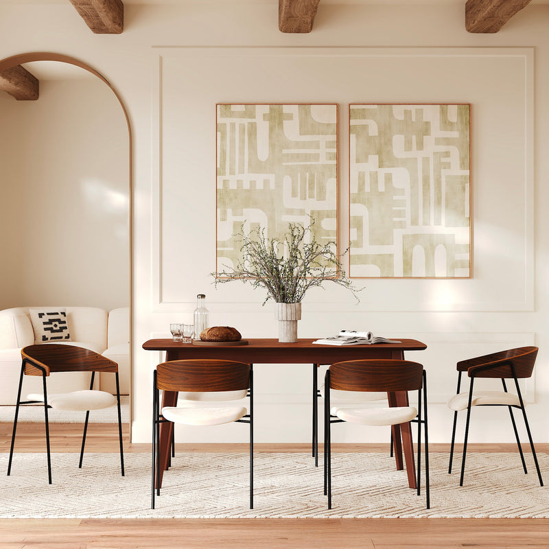 Lot de 2 chaises Esmée en velours blanc cassé et bois de noyer