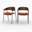 Lot de 2 chaises Esmée en velours terracotta et bois de noyer