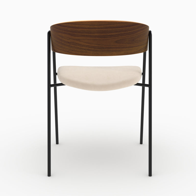 Lot de 2 chaises Esmée en velours blanc cassé et bois de noyer