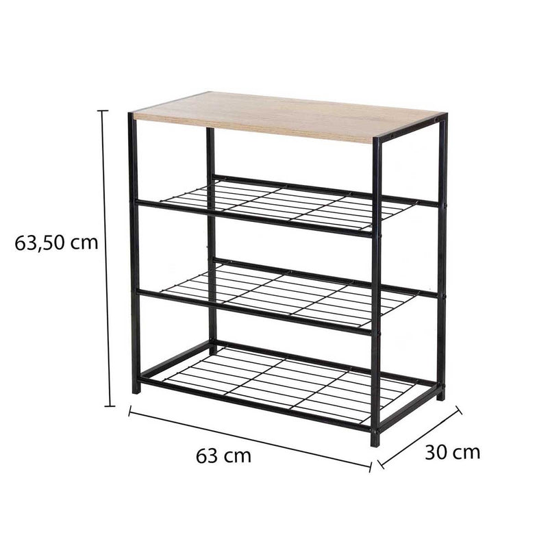 Etagère À Chaussures 4 Niveaux En Acier Lexie - Lexie - Décor Bois