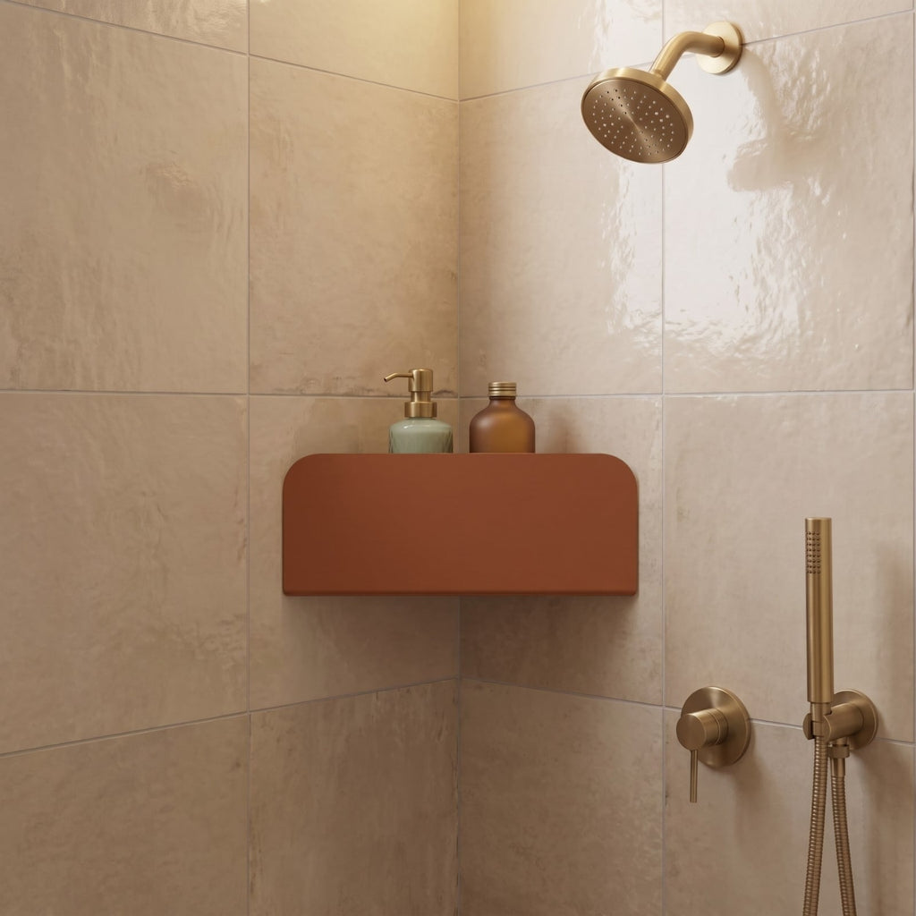 L'Apaisant - Étagère D'Angle De Douche - Acier - Terracotta Mat