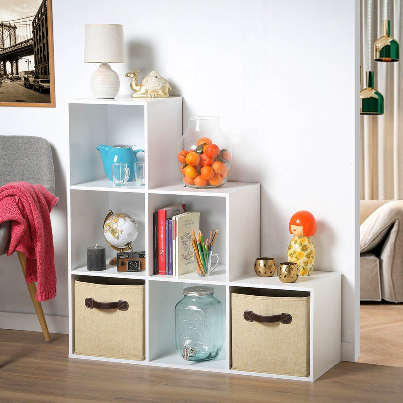 Etagère De Rangement Avec 6 Cases En Escalier - Blanc